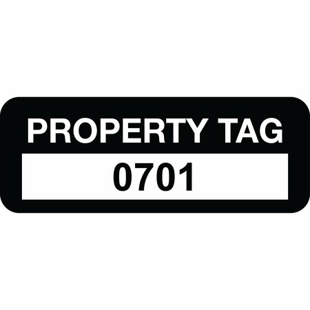 LUSTRE-CAL Property ID Label PROPERTY TAG Polyester Black 2in x 0.75in  Serialized 0701-0800, 100PK 253744Pe1K0701